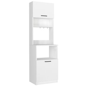 Mueble de cocina blanco con hueco microondas y armarios