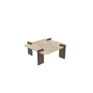 Mesa de centro de madera <<afrolli>> - 90 x 90 x 35 cm - travertino