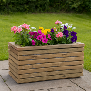Jardinera luxe de madera tratada vidahuerto 80x40x40 cm.