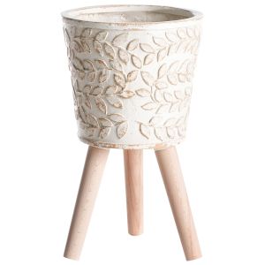 Maceta con patas aliartos 26 cm blanco crema
