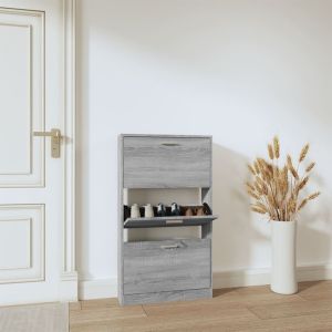 Mueble zapatero madera contrachapada gris sonoma 59x17x108 cm