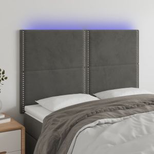 Cabecero con luces LED terciopelo gris oscuro 144x5x118/128 cm eso4098