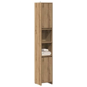 Armario de baño madera ingeniería roble artisan 30x30x183,5 cm esb7116