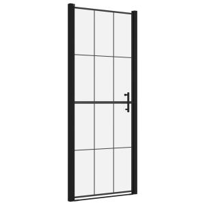 vidaXL puerta de ducha de vidrio templado negro 91x195 cm