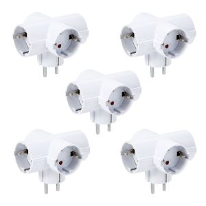 Aigostar adaptador enchufes europeos 4 tomas, protección infantil, blanco