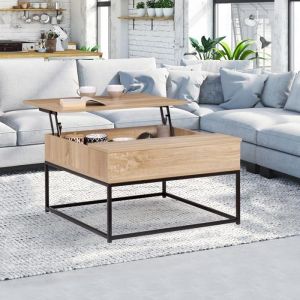 Mesa baja cuadrada elevable - diseño industrial - 70x70 cm