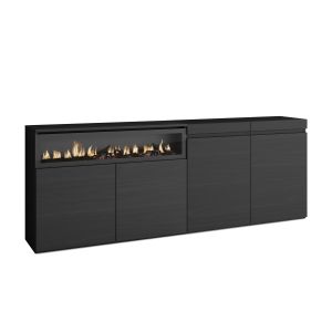 Aparador para salón, 200x35x75cm, negro, chimenea eléctrica rf2385