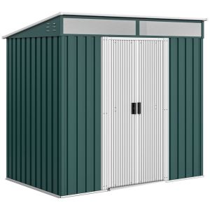 Caseta de jardín 195x122x181,5 cm acero galvanizado color verde Outsunny