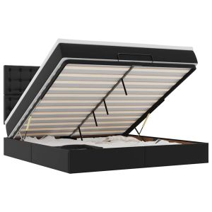 vidaXL estructura cama otomana colchón cuero sintético negro 180x200cm