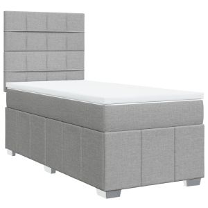 vidaXL cama box spring con colchón tela gris claro 100x200 cm