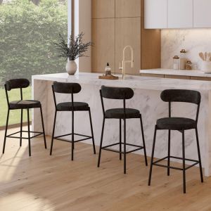 Taburetes de bar redondeados - lote de 4 - negro - 65 cm