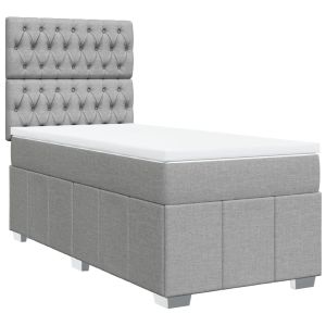 vidaXL cama box spring con colchón tela gris claro 90x200 cm