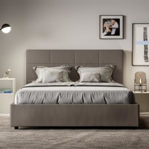 Cama tapizada 160x210 - cabecero acolchado - pu cappucino
