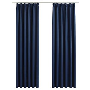 vidaXL cortinas opacas con ganchos 2 unidades azul 140x245 cm