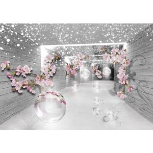 Papel pintado 3d túnel flores 300x210 fotomurales sala living