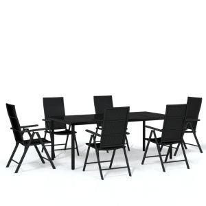 vidaXL juego de comedor para jardín 7 piezas negro