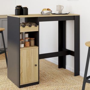 Mesa de bar moderna - madera negra - 100 cm