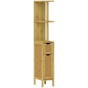 Columna de baño 18x30x120 cm bambú, mdf color marrón Homcom, hogar - baño