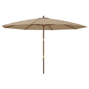 vidaXL sombrilla de jardín con poste de madera gris taupé 400x273 cm