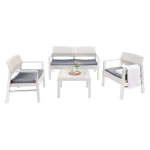 Set de jardín agnelo, mesa, plástico blanco