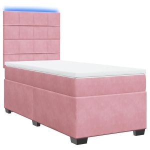 vidaXL cama box spring con colchón terciopelo rosa 80x200 cm