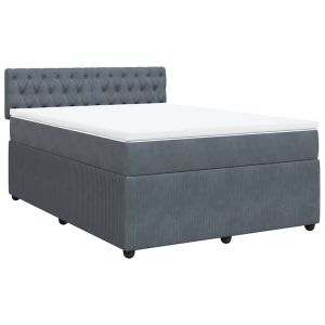 vidaXL cama box spring con colchón terciopelo gris oscuro 160x200 cm