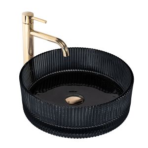 Rea lavabo sobre encimera ingrid 36 black oval, 36x36x11,5 cm