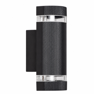 Aplique exterior de aluminio negro 23 cm 2xGU10 IP54 luz arriba abajo