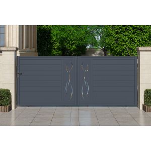 Puerta corredera 3,5m life alt.140cm aluminio gris + puerta + 4 postes elda