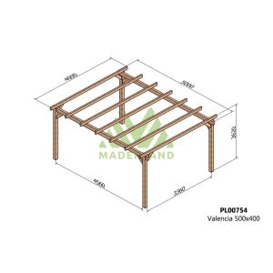 Pérgola de madera laminada - valencia 500x400cm (maderland)