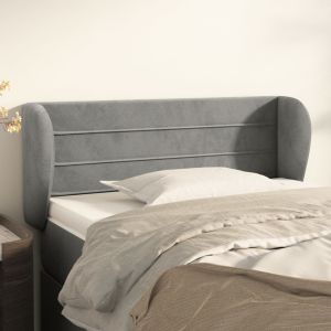 Cabecero de terciopelo gris claro 93x23x78/88 cm eso7339