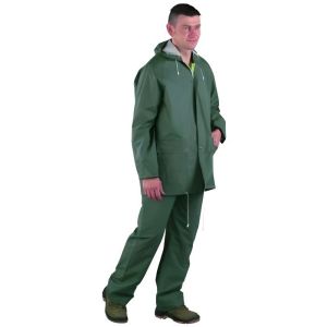 Conjunto lluvia chaqueta y pantalón PVC doble revestimiento verde txl - 502