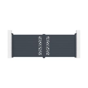 Puerta batiente regulable ancho 4m sunny h.140cm aluminio gris