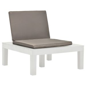 vidaXL tumbona de jardín con cojín plástico blanco