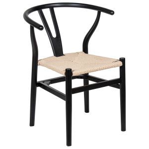 Silla con brazos madera de haya negra asiento de cuerda