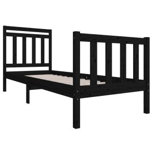 vidaXL estructura cama madera maciza individual negro 75x190 cm