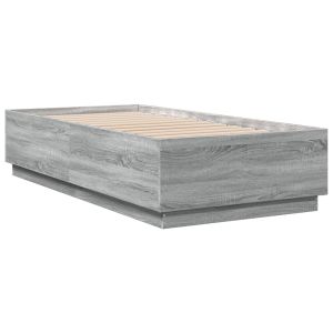 vidaXL estructura cama con luces LED madera gris sonoma 90x190 cm