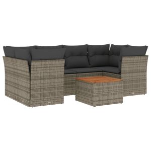 vidaXL set de sofás de jardín 7 piezas con cojines ratán pe gris