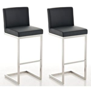 Taburetes de bar modernos - 2 pzs - polipiel negra