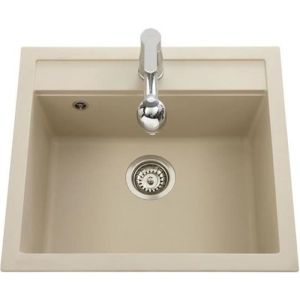 Aquasanita - fregadero - con granito, 1 cuba beige - 565 x 500 mm