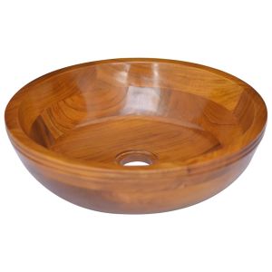 Lavabo de madera maciza de teca φ40x10 cm es3442