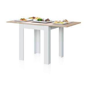 Mesa de comedor compacta extensible 67x67-134 cm giro blanco - roble