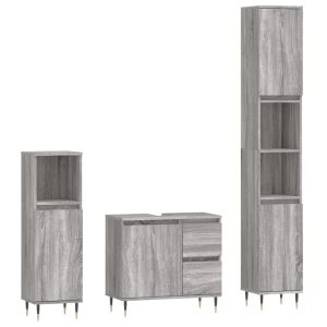 vidaXL set de muebles de baño 3 pzas madera contrachapada gris sonoma