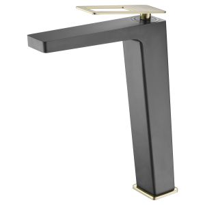 Grifo de lavabo alto suecia negro oro [ imex® ]