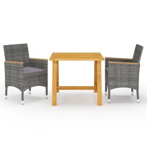 vidaXL juego de comedor de jardín de 3 piezas gris