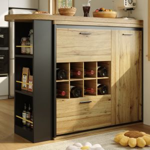 Mesa de comedor extensible con almacenaje mdf color madera 105x138-220x39cm