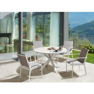 Conjunto de comedor exterior 4 plazas maletto/busseto metal gris