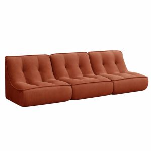 Oviala - conjunto de 3 sillones de tela 240 x 90 x 70 cm color terracota