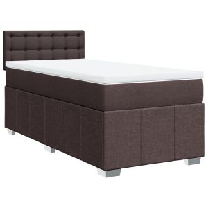 vidaXL cama box spring con colchón tela marrón oscuro 100x200 cm