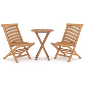 vidaXL juego de comedor para jardín 3 piezas madera maciza de teca